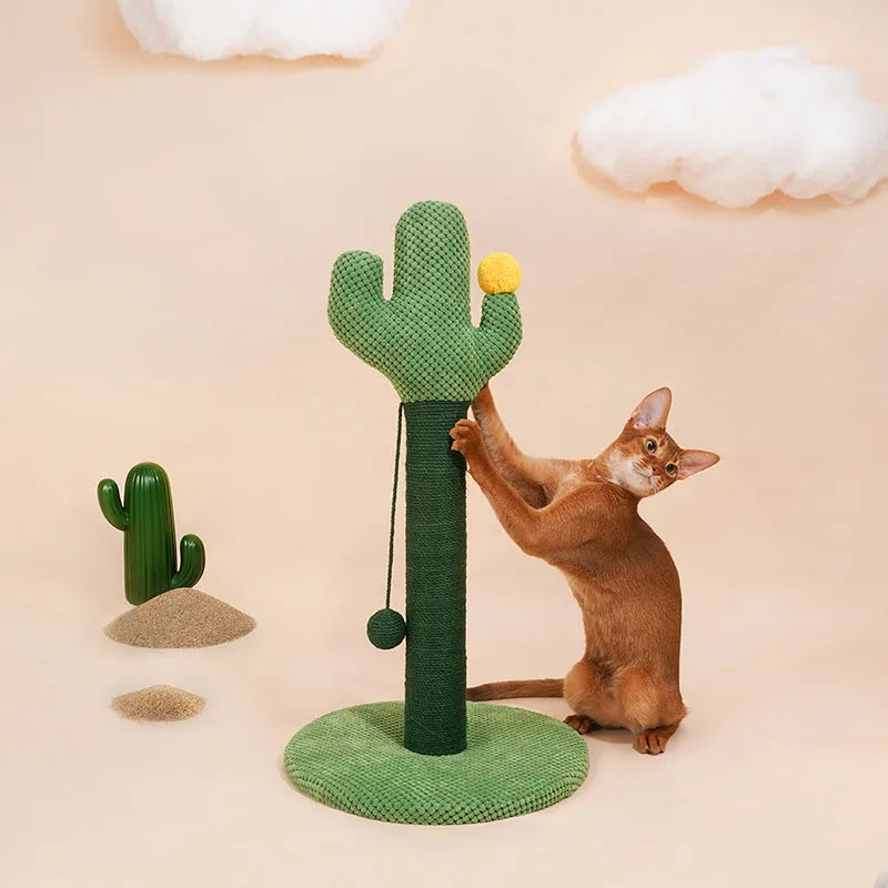 ZEZE Cactus Cat Scratching Post – 65cm Tall with Sisal Rope & Pom-Pom Toy-Fussy Cat