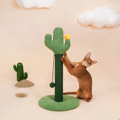 ZEZE Cactus Cat Scratching Post – 65cm Tall with Sisal Rope & Pom-Pom Toy-Fussy Cat