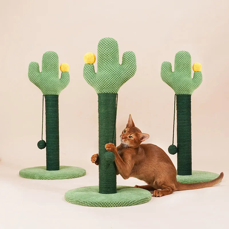 ZEZE Cactus Cat Scratching Post – 65cm Tall with Sisal Rope & Pom-Pom Toy-Fussy Cat