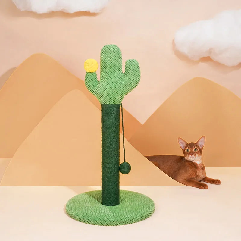 ZEZE Cactus Cat Scratching Post – 65cm Tall with Sisal Rope & Pom-Pom Toy-Fussy Cat