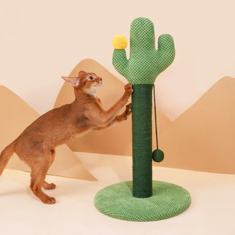 ZEZE Cactus Cat Scratching Post – 65cm Tall with Sisal Rope & Pom-Pom Toy-Fussy Cat
