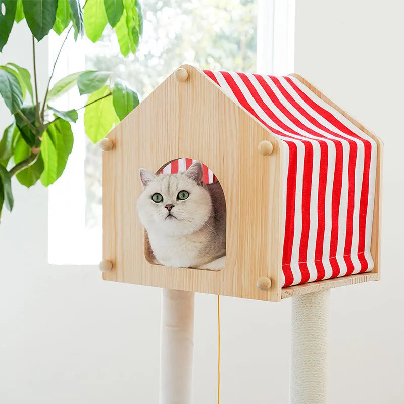 ZEZE Farmhouse Cat Tree – 138cm Multi-Level Climbing & Scratching Tower-Fussy Cat