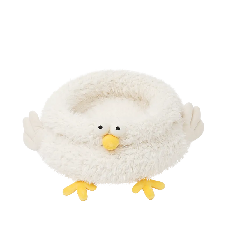 ZEZE Gugu Chicken Cat Bed – Plush Round Nest with Raised Sides-Fussy Cat