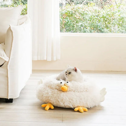 ZEZE Gugu Chicken Cat Bed – Plush Round Nest with Raised Sides-Fussy Cat