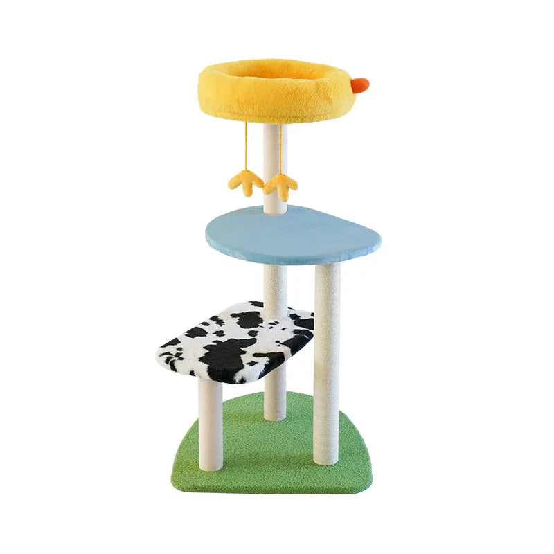 ZEZE Happy Farm Cat Tree – 105cm Multi-Level Climbing & Scratching Tower-Fussy Cat