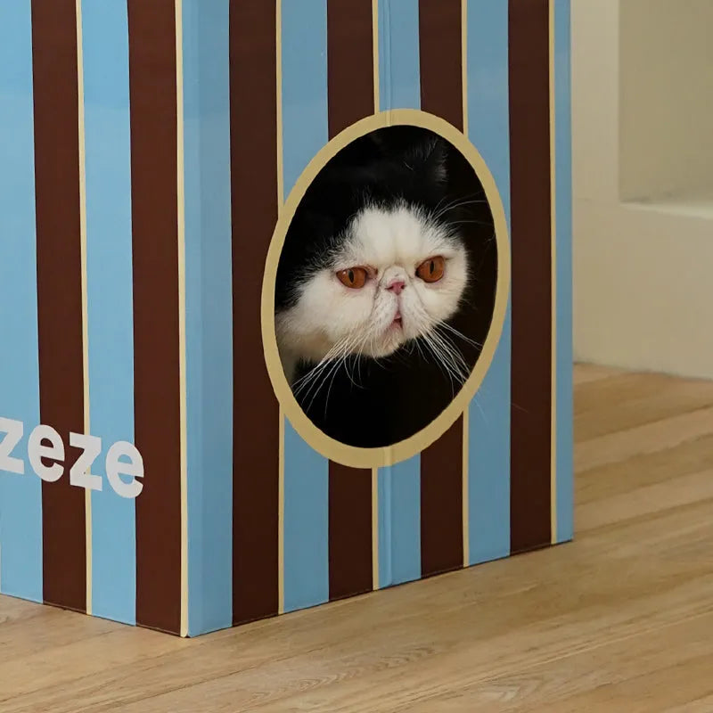 ZEZE Milk Carton Cat House – Cardboard Hideaway & Playhouse-Fussy Cat