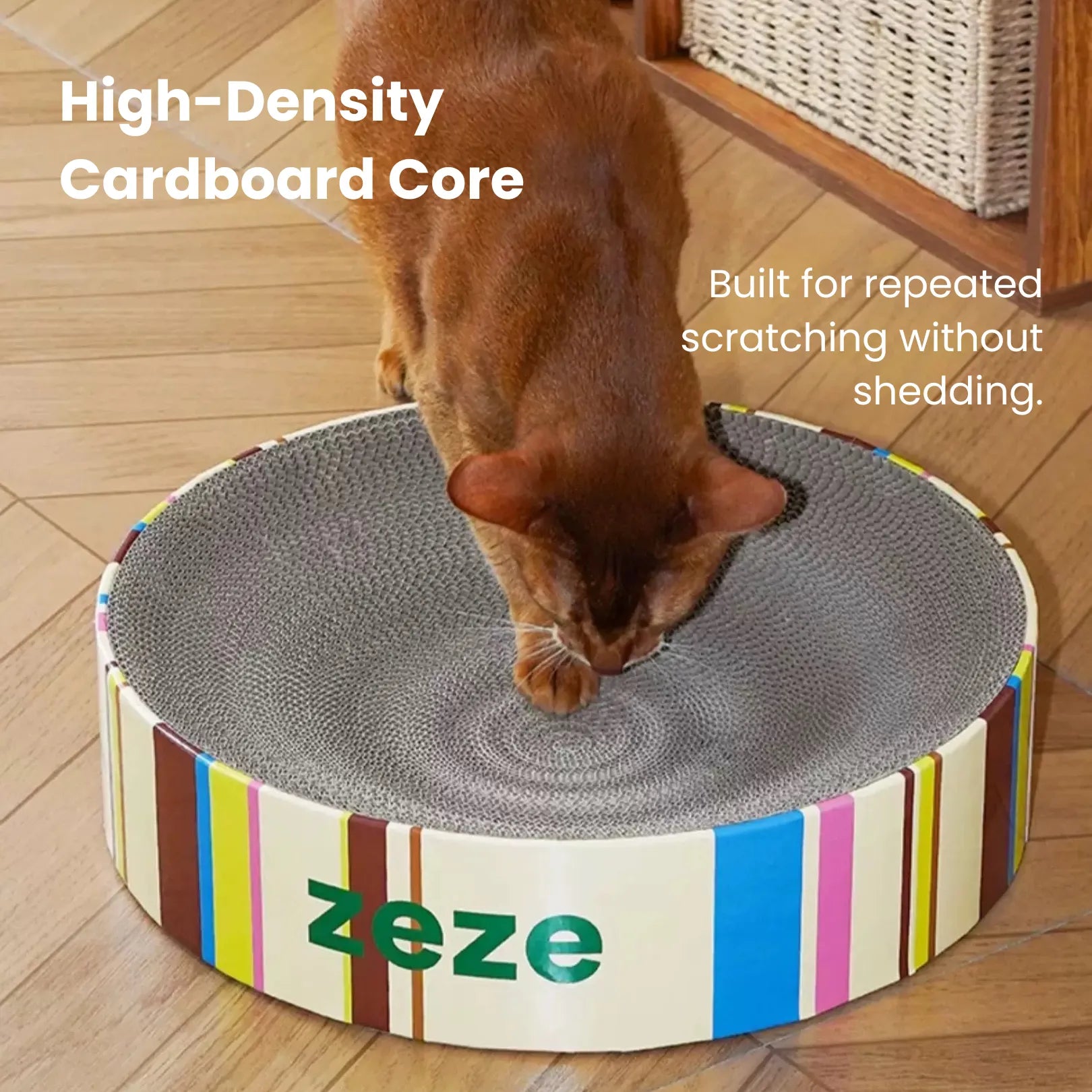 ZEZE Retro Cat Scratcher – 3-in-1 Cardboard Bed & Play Lounge-Fussy Cat