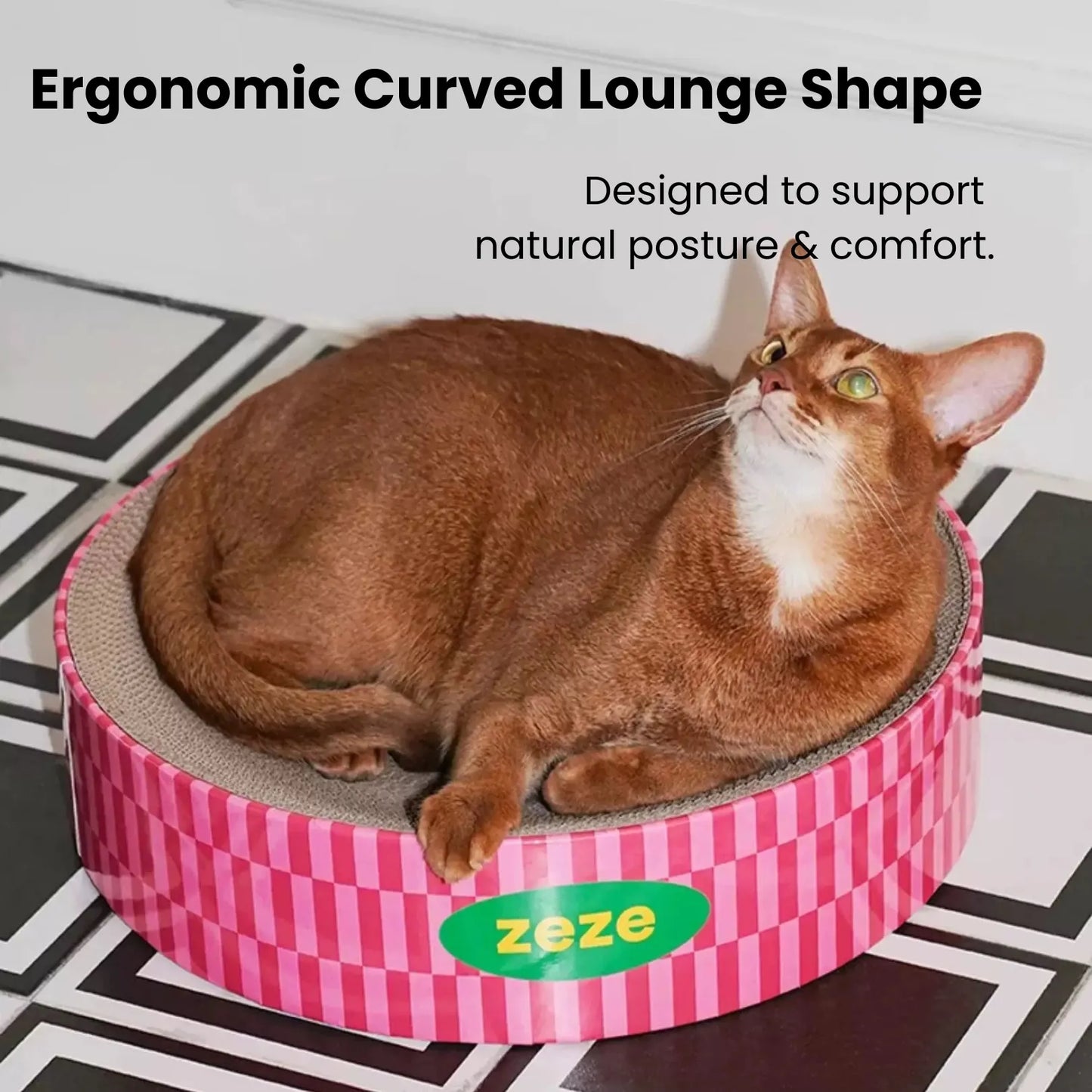 ZEZE Retro Cat Scratcher – 3-in-1 Cardboard Bed & Play Lounge-Fussy Cat