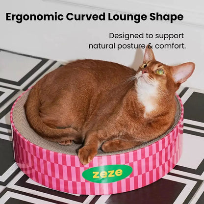 ZEZE Retro Cat Scratcher – 3-in-1 Cardboard Bed & Play Lounge-Fussy Cat