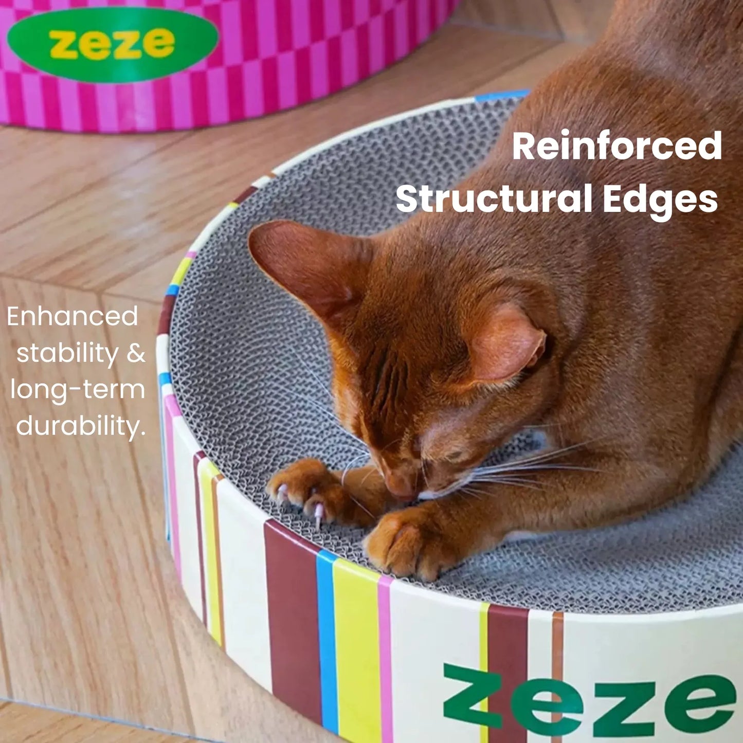 ZEZE Retro Cat Scratcher – 3-in-1 Cardboard Bed & Play Lounge-Fussy Cat