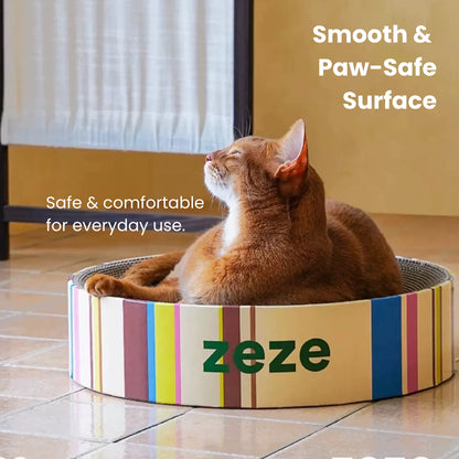 ZEZE Retro Cat Scratcher – 3-in-1 Cardboard Bed & Play Lounge-Fussy Cat