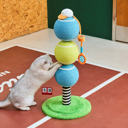 ZEZE ACE Tennis Ball Cat Scratching Post – Jute Rope & Racket Toy, 86cm