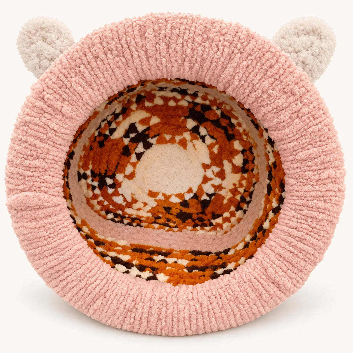 Luxury Chunky Knit Cat Cave Bed with Pom-Pom Toy - Handmade to Order