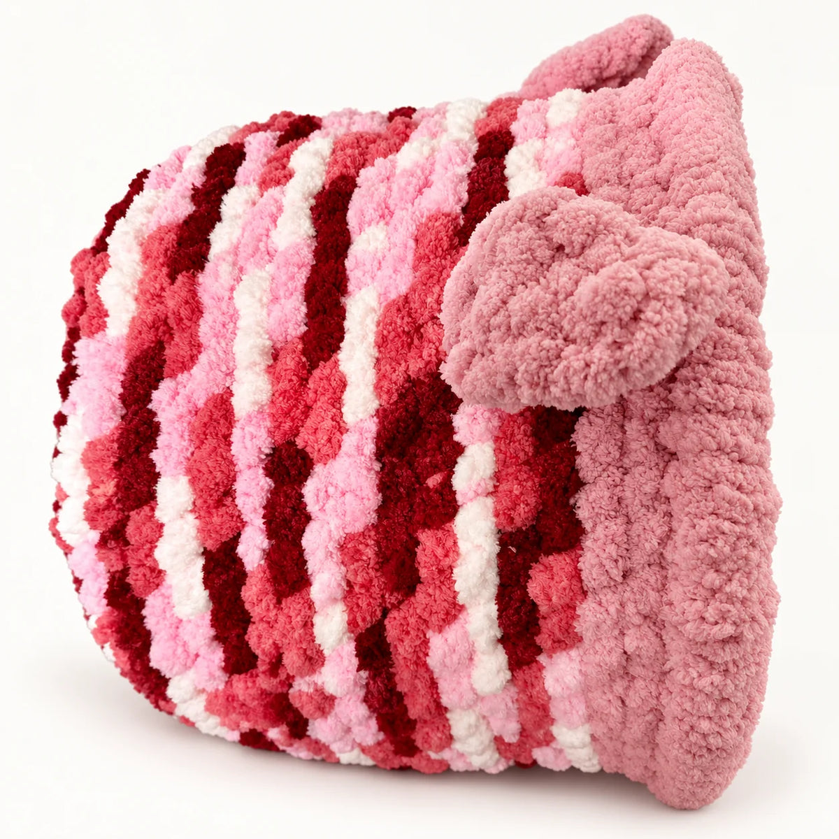 Luxury Chunky Knit Cat Cave Bed with Pom-Pom Toy - Handmade to Order