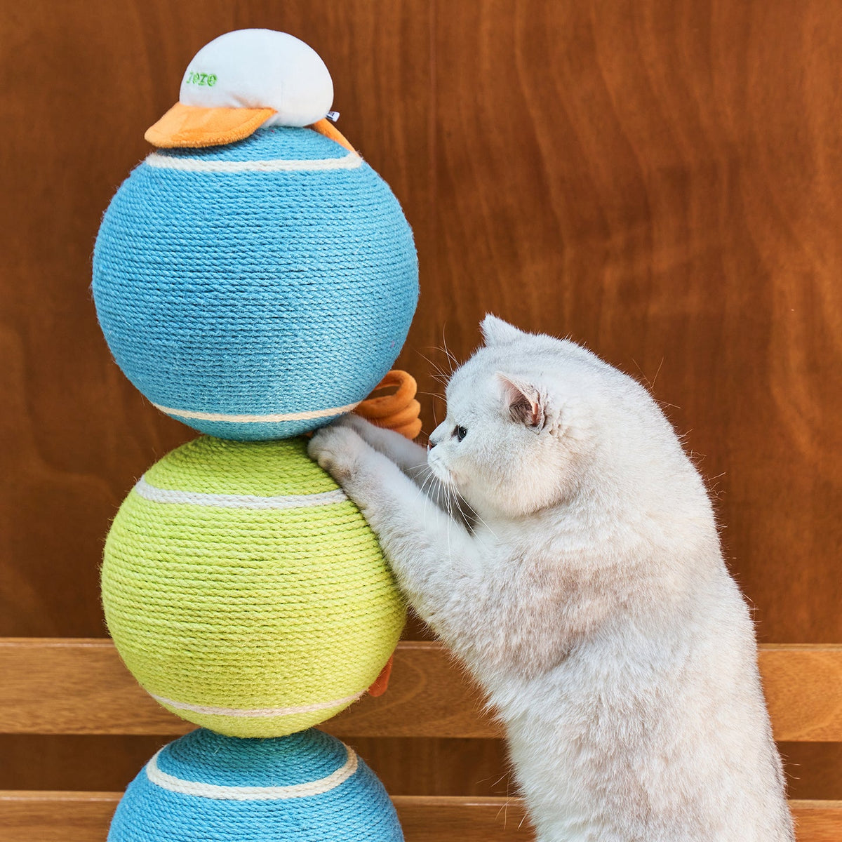 ZEZE ACE Tennis Ball Cat Scratching Post – Jute Rope & Racket Toy, 86cm