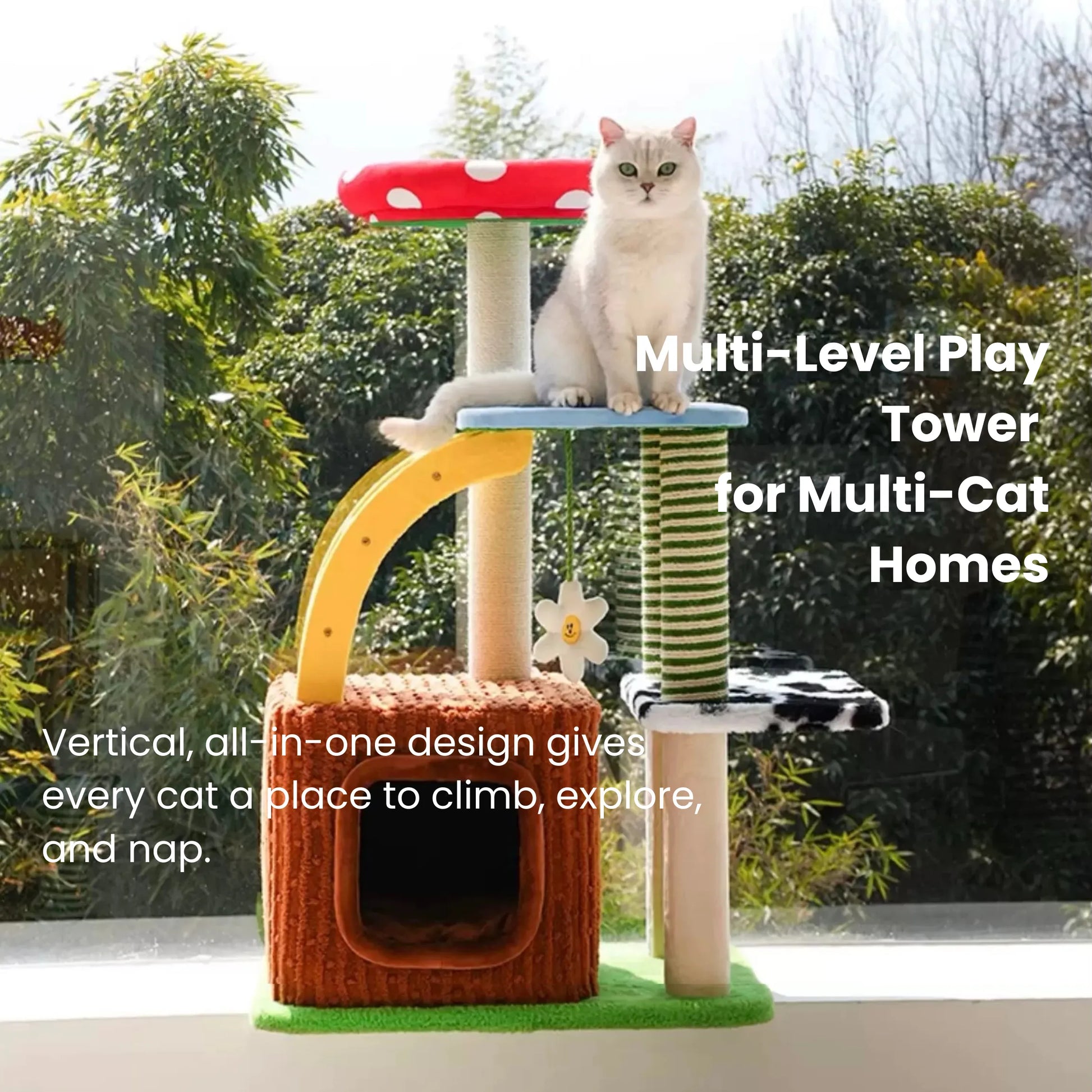 zeze 3-in-1 Multi-Function Cat Tree — Bed, Scratcher & Multi-Level Activity Tower-Fussy Cat