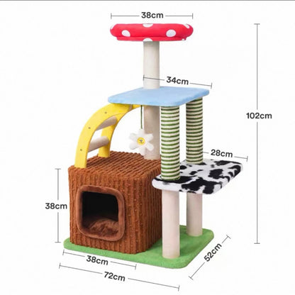 zeze 3-in-1 Multi-Function Cat Tree — Bed, Scratcher & Multi-Level Activity Tower-Fussy Cat