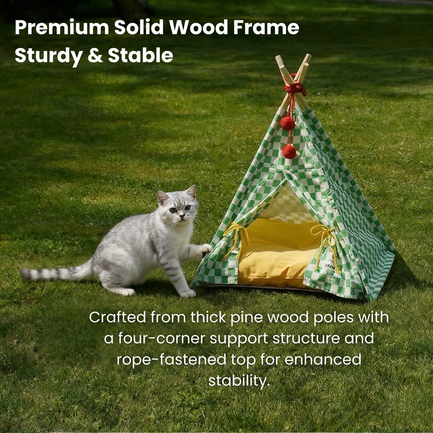 zeze Cat Camping Tent, Cotton Canvas & Solid Pine-Fussy Cat