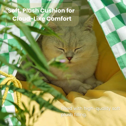zeze Cat Camping Tent, Cotton Canvas & Solid Pine-Fussy Cat