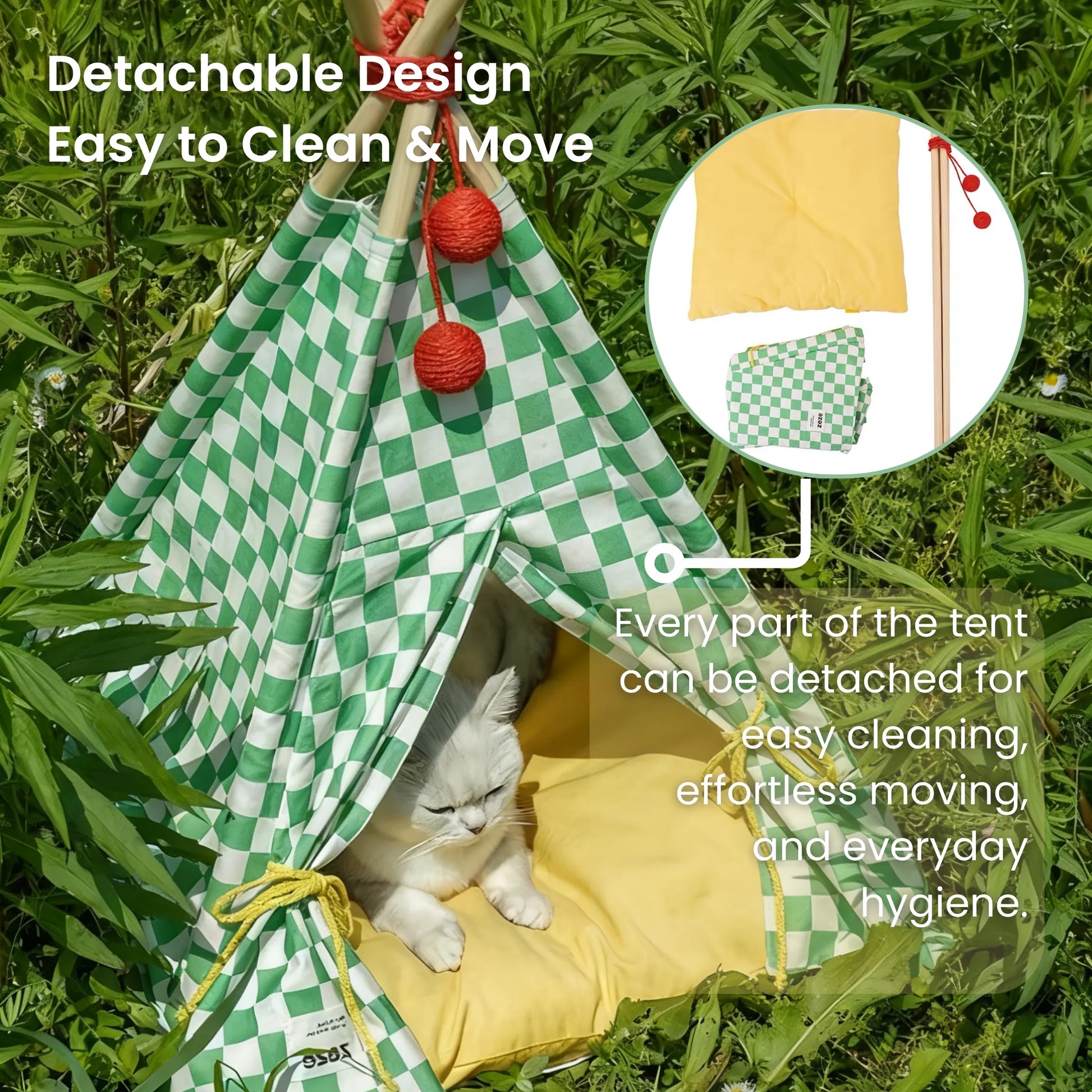 zeze Cat Camping Tent, Cotton Canvas & Solid Pine-Fussy Cat