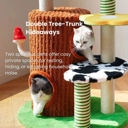 zeze Deluxe 3-in-1 Multi-Function Cat Tree — Bed, Scratcher & Multi-Level Activity Tower-Fussy Cat