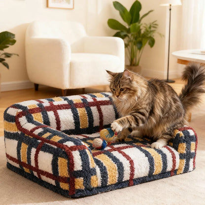 zeze Mondrian Vintage Pet Sofa Bed-Fussy Cat