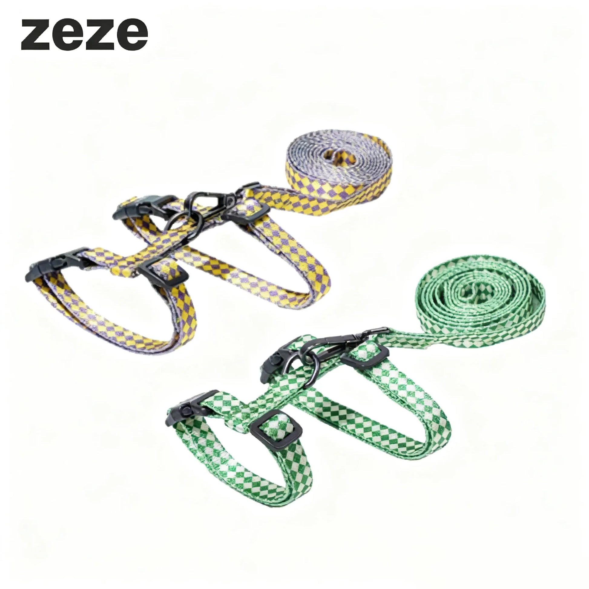 zeze Plaid Cat Harness & Leash Set-Fussy Cat