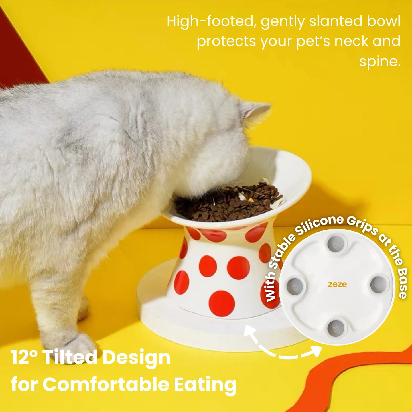 zeze Pop Art Ceramic Pet Bowl, 2 sizes for water, dry or wet catfood-Fussy Cat