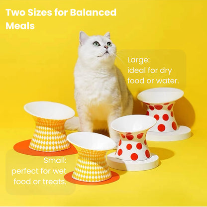 zeze Pop Art Ceramic Pet Bowl, 2 sizes for water, dry or wet catfood-Fussy Cat