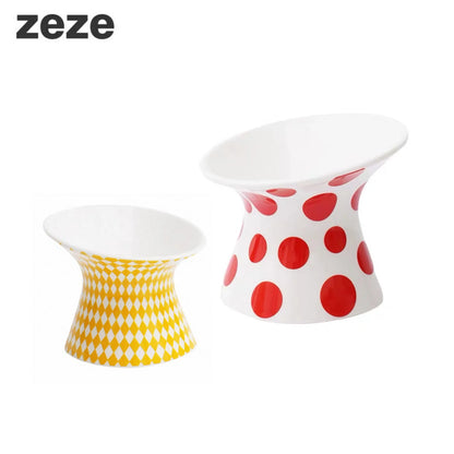 zeze Pop Art Ceramic Pet Bowl, 2 sizes for water, dry or wet catfood-Fussy Cat