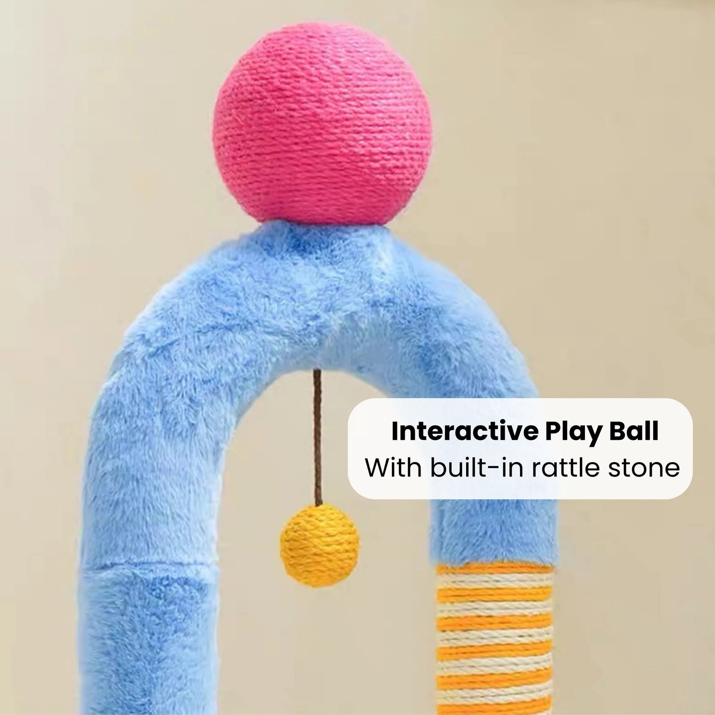 zeze Two-Tier Arch Cat Tree with Balls and Grooming Pole-Fussy Cat